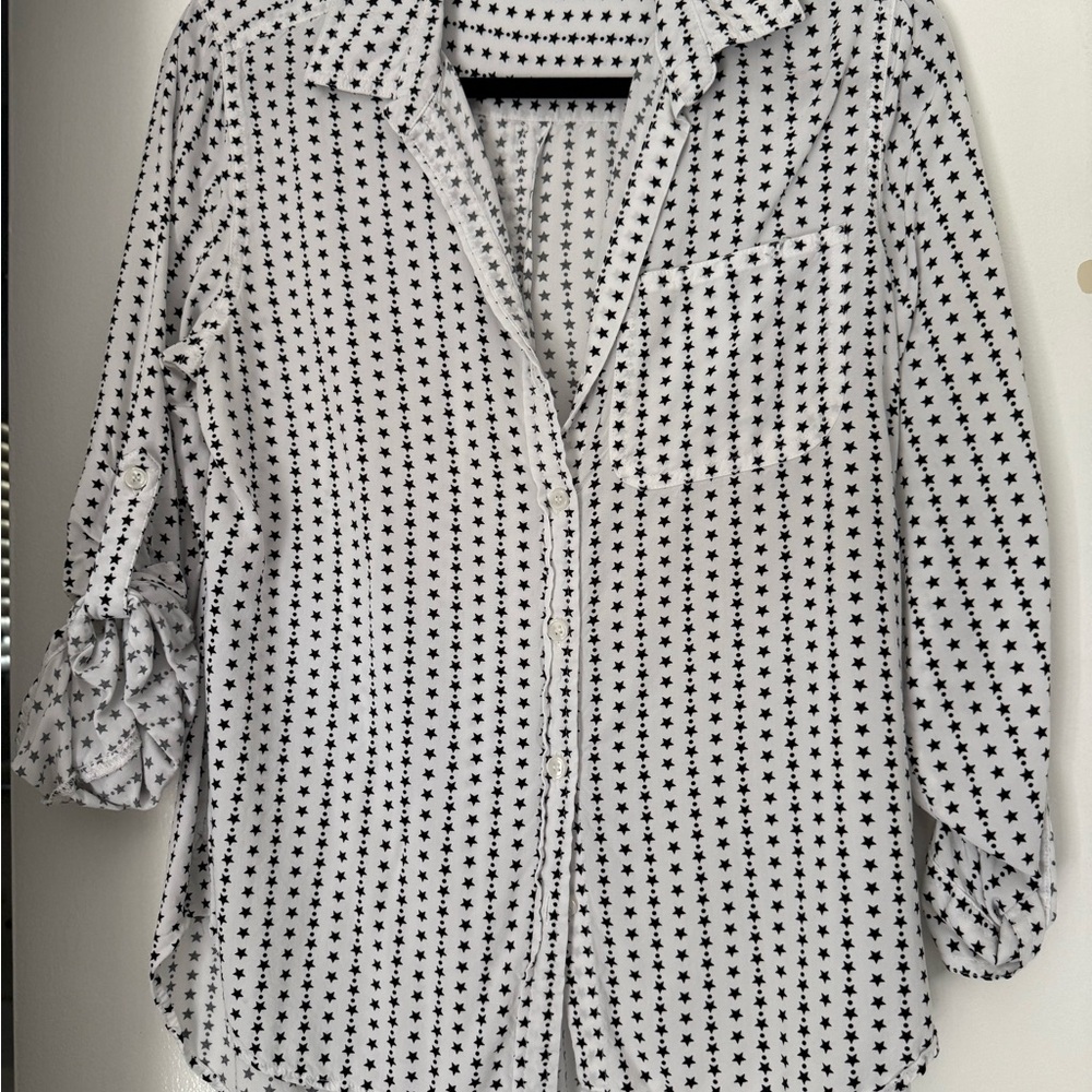 Velvet Heart Black and White Star Button Down Shirt